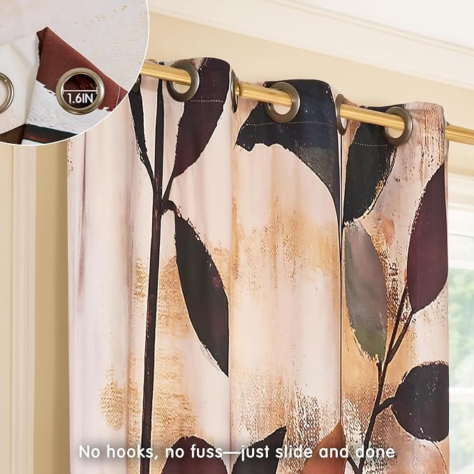 SUBRTEX Blackout Curtains 52Wx108L, Room Darkening Floral Curtains, Thermal - Image 8