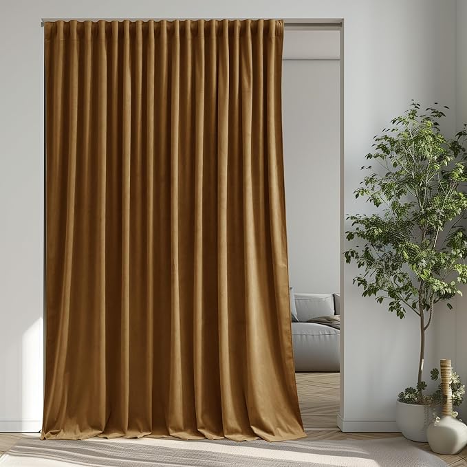 Gold Brown Velvet Blackout Curtains by StangH