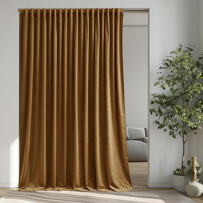 Gold Brown Velvet Blackout Curtains by StangH