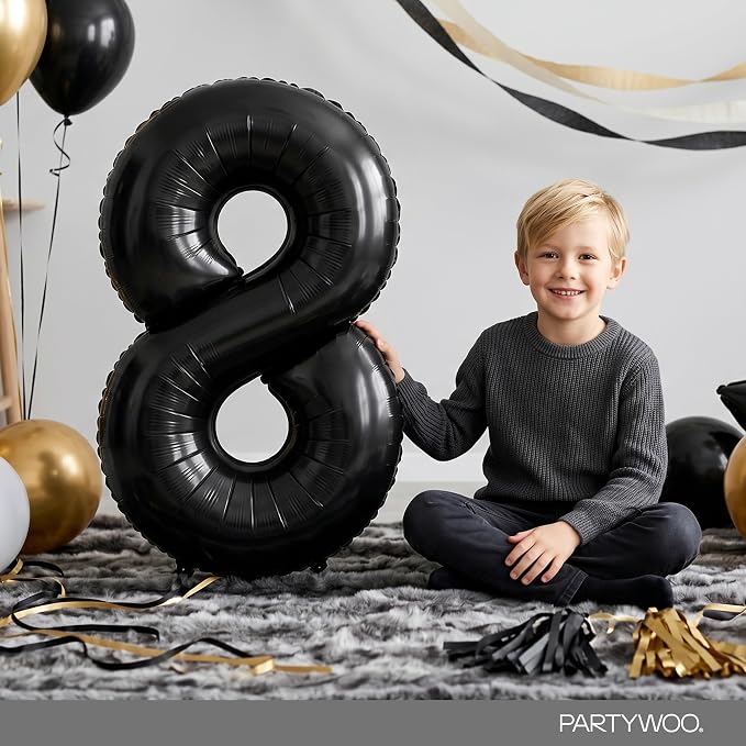 PartyWoo Number Balloons 40 Inch Black Number 8 Kit 25pcs - Image 3
