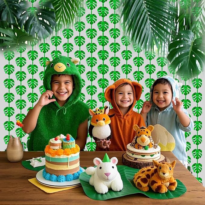 2 Packs Jungle Leaf Foil Fringe Curtain, Baby Shower, Hawaiian Aloha Luau Party - Image 3