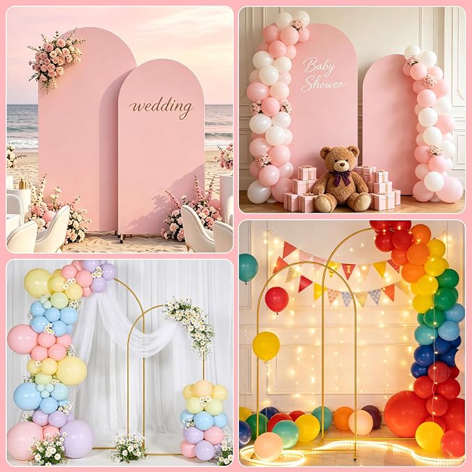 2 Pack Arch Backdrop Stand and Cover Set, Balloon Arch Stand | Metal Background - Image 7