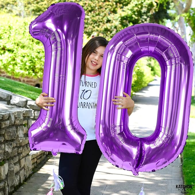 KatchOn Purple 0 Number Balloons 40 Inch | Pair 0 Digit Balloon to Other Number - Image 6
