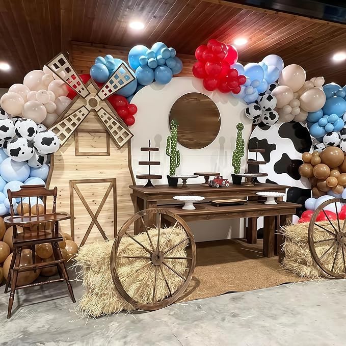 Cowboy Western Balloons, 12inch Dusty Slate Blue Retro Dark Brown Sand White - Image 7