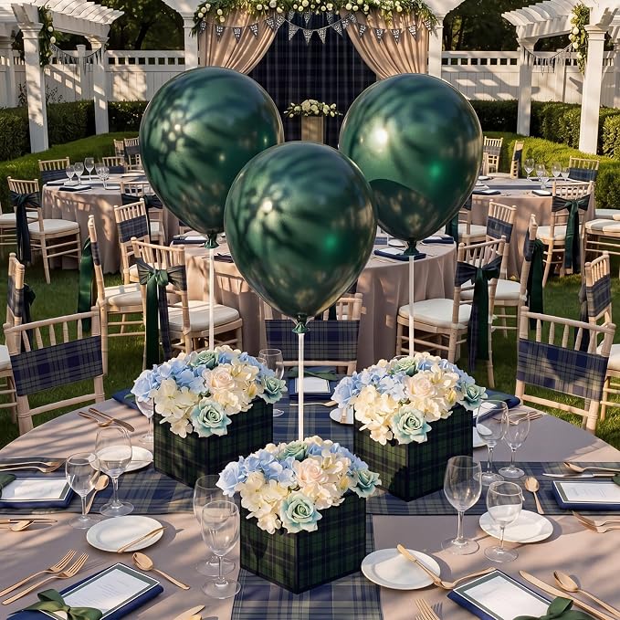 Civaner 4 Sets Green Blue Tartan Plaid Baby Shower Party Decorations Tartan - Image 6