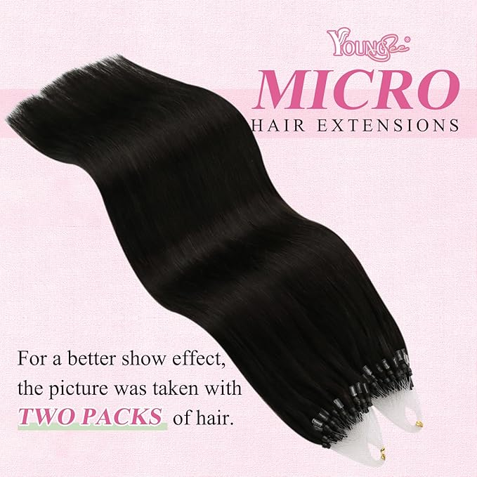 YoungSee Micro Loop Hair Extensions Real Human Hair Dark Brown Micro Bead Hair Extensions Dark Brown Bead Extension Human Hair 20In Pre Bonded Hair Extension 50s 50g Invisible Microring Hair Extension