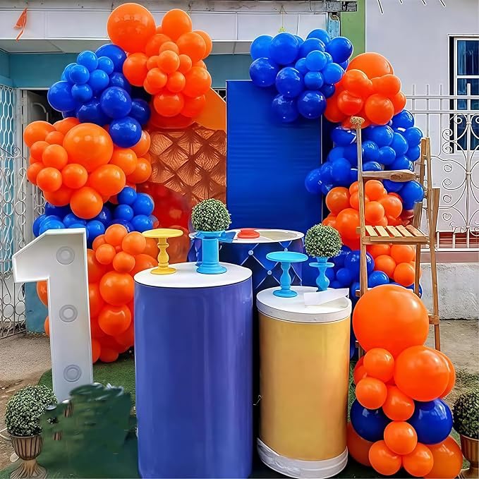 HILAVO Orange Blue Black Balloons Garland Arch Kit 112 Pcs Royal Navy Blue - Image 4