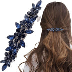 Joez Wonderful Rhinestone Hair Clip Sparkly Crystal Barrettes French Wedding Prom Engagement Pageant First Communion Hair Decorative Accessories for Women Bride Thick Long Hair (Blue, 1 Pcs)