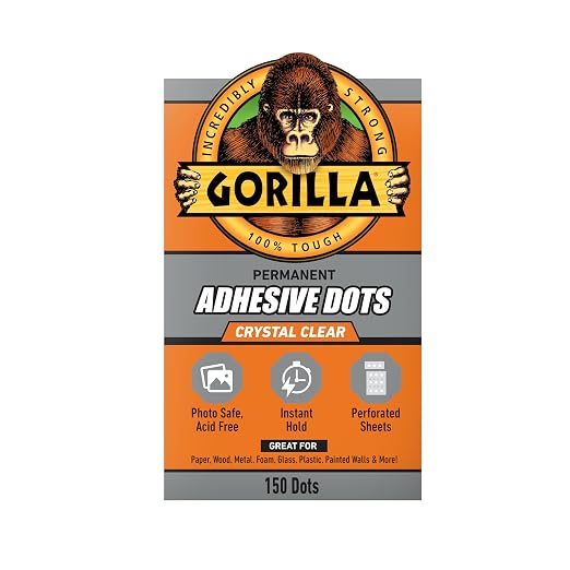 Gorilla Adhesive Dots, Double-Sided, 0.5" Diameter, 150 Pieces | No Mess by Gorilla