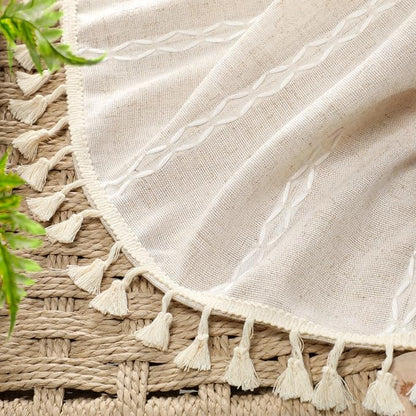 Cream 100% Boho Blackout Curtains 63 Inch 2 Panels - Image 4