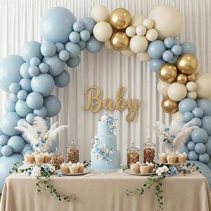 RUBFAC 135pcs Dusty Blue Balloons, Haze Blue Latex Balloon Different Sizes 18 - Image 8