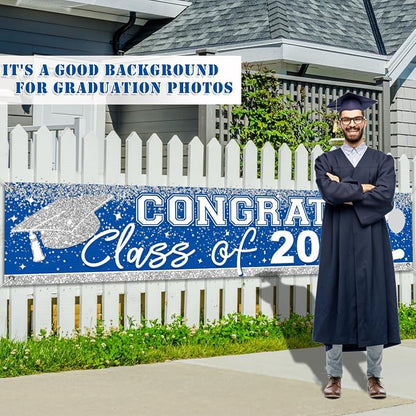 Large Congrats Grad Banner Light Blue Class of 2026 Banner | Backdrop 2026 Yard - Image 2