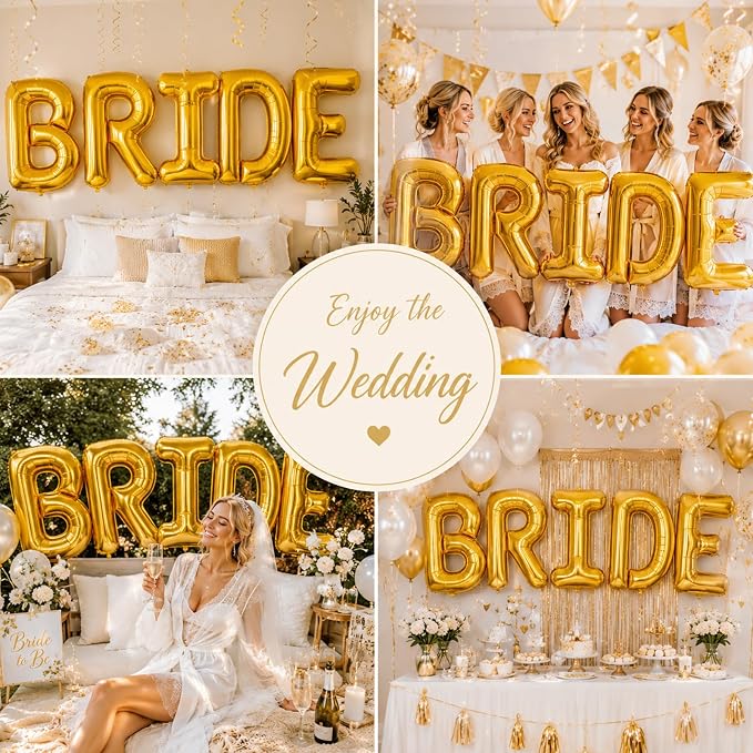 40 inch BRIDE Balloons Bachelorette, Giant Wedding Foil Balloon Letter Banner - Image 6