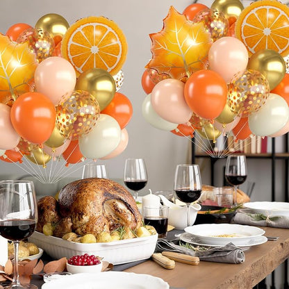 Fall Balloons, 12 Inch Pastel Orange White and Gold Confetti Balloons - Image 5