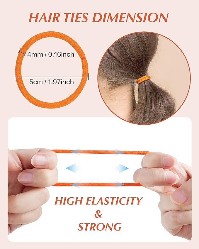 203 Pieces Hair Ties No Damage, 4MM Elastic Hair Ties, Medium Size Ponytail Holders for Women and Girls, Multicolor (20 Colors)
