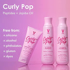 Bundle of V&Co. Beauty Curly Pop Curl Defining Shampoo, Conditioner, and Cream Hair Care with Peptides, Amino Acids & Jojoba Oil for Hydration, Frizz Control & Healthy Curls