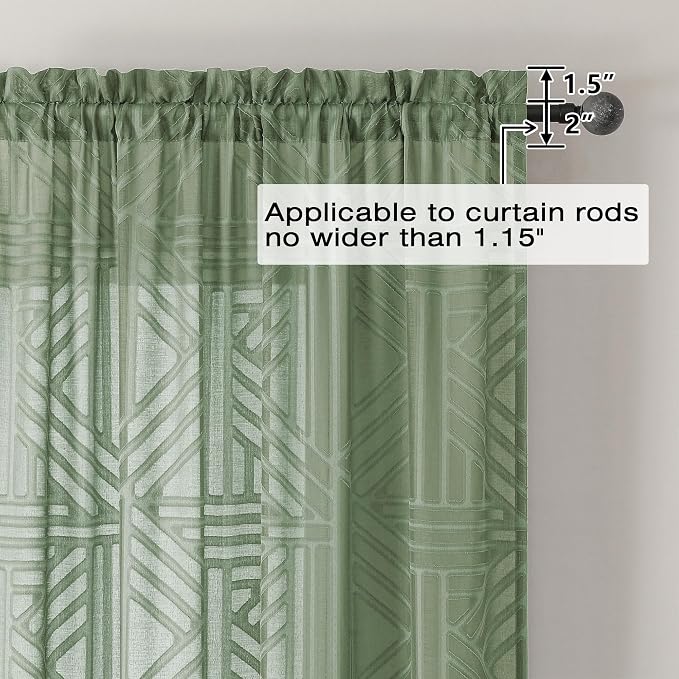Simplebrand Sage Green Sheer Curtains 72 Inch Length 2 Panels - Image 4