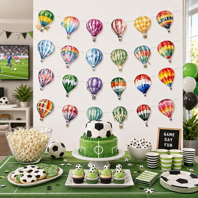 4 Packs Hot Air Balloon Theme Garland Banner Set – Watercolor Balloon Party - Image 5