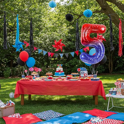 40 Inch Red Blue Number 5 Balloon - Image 6