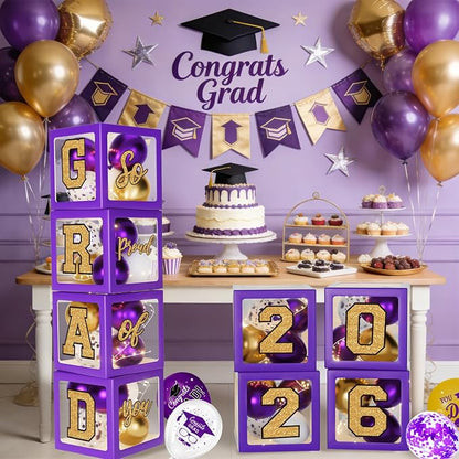 Purple and Gold Graduation Decorations 2026, Graduation Decorations Set of 4 - Image 6