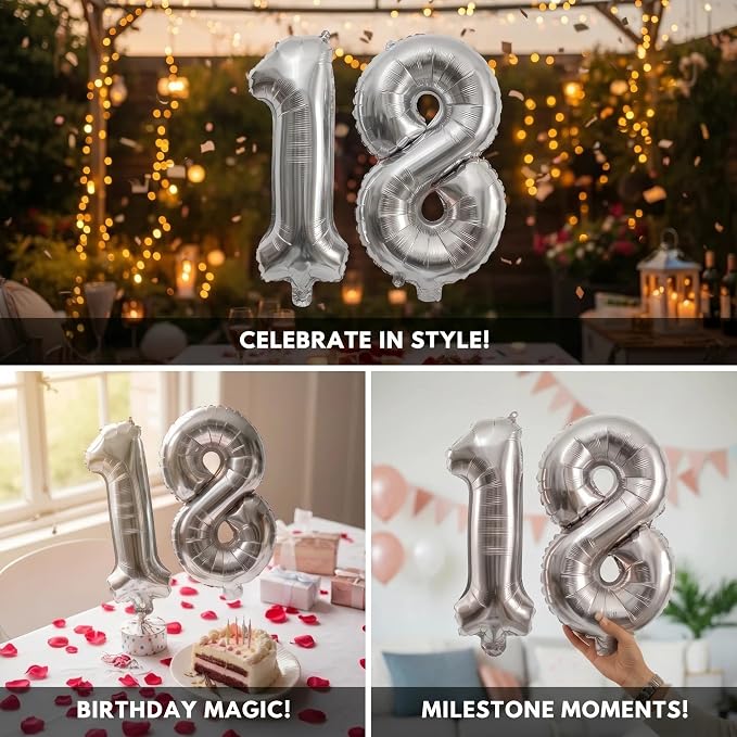 Number 18 Balloon Foil Mylar Balloons - Image 2