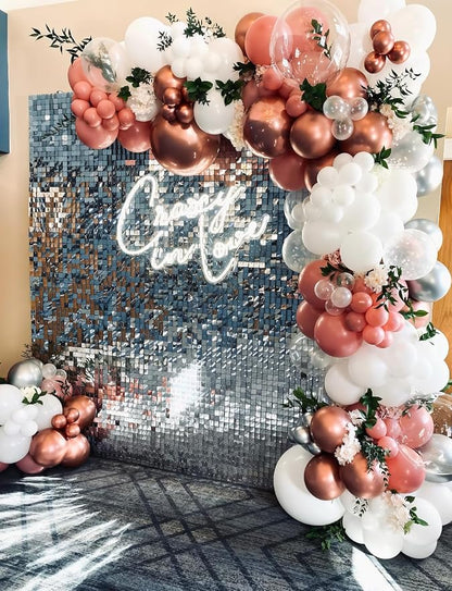 Rose Gold Balloon Garland Arch Kit, Metallic Rose Gold Pearl White and Glitter - Image 6