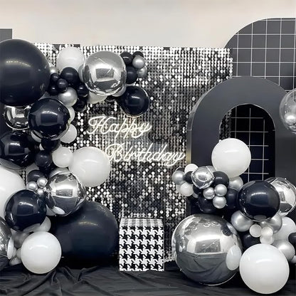 136pcs Black Silver White Balloons, 18 12 10 5 Inch Different Sizes Balloon | - Image 3