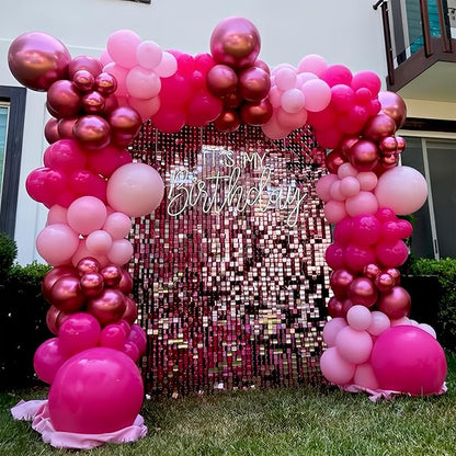 HILAVO Pink Balloons Set 12 Inch Hot Dark Magenta Light Pastel Pink Metallic - Image 7