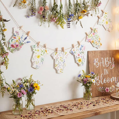 Frienda Baby in Bloom Paper Banner Wildflower Dress Bodysuit Garland Outfit Set - Image 5