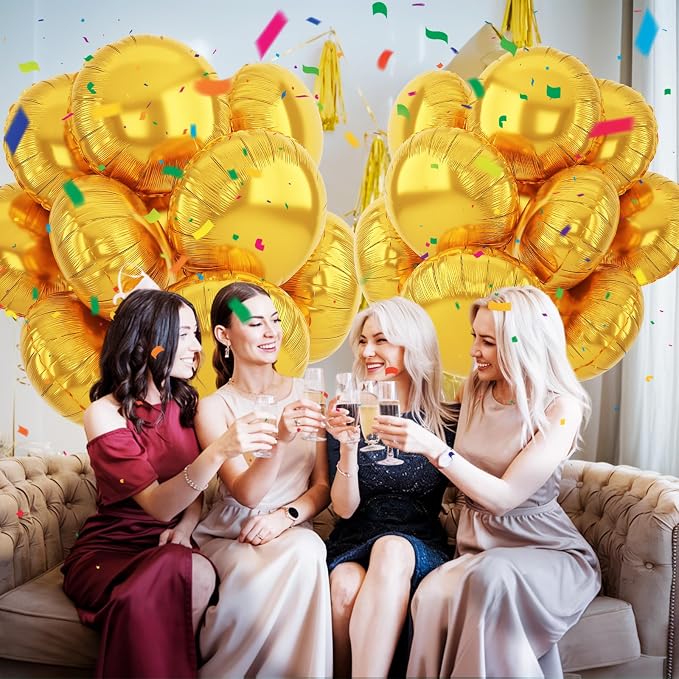 20PCS Gold Round Shaped Balloons, 18 Inch Round Foil Balloon, Giant Round - Image 6