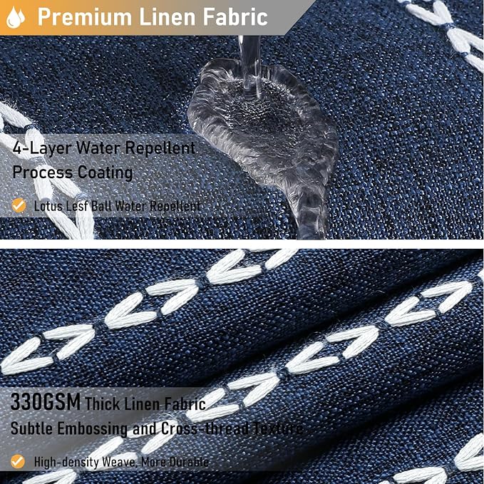 60x72 Boho Farmhouse Linen Heavy Duty Shower Curtain Set, 330GSM Linen Blend - Image 4