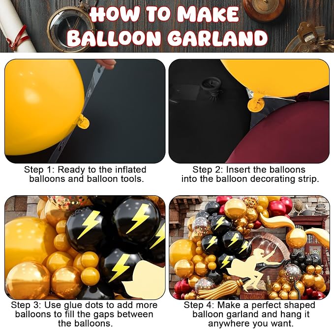 144PC Magic Balloons Arch Kit, Burgundy Black Gold Balloon Garland - Image 7