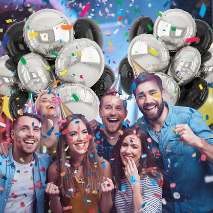 20PCS Silver Black 18 Inch Round Foil Balloon, Giant Round Foil Balloon - Image 6