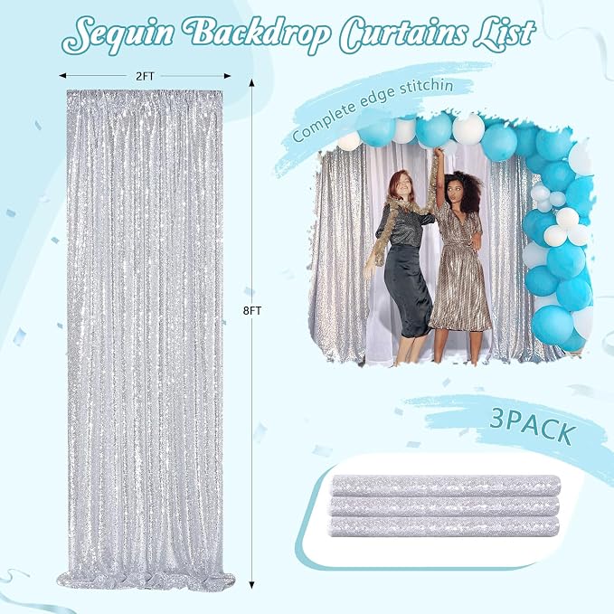 Silver Sequin Backdrop Party Decorations - Image 6