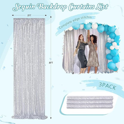 Silver Sequin Backdrop Party Decorations - Image 6