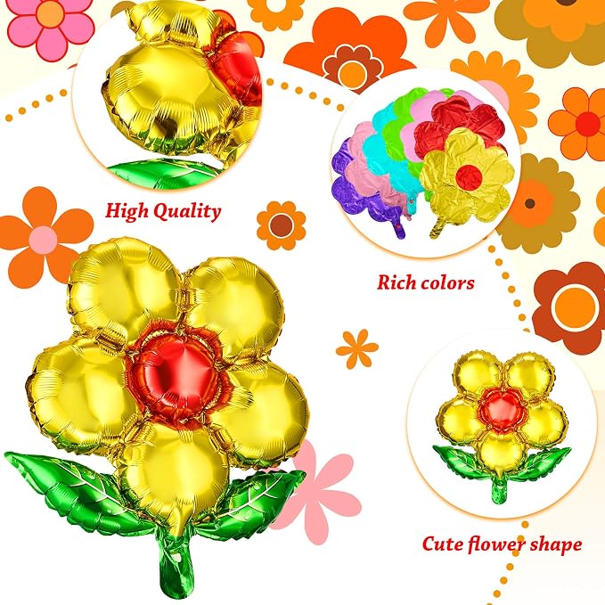 Skylety 32 Pieces Flower Foil Balloons 18 Inch Beautiful Floral Colorful Flower - Image 3