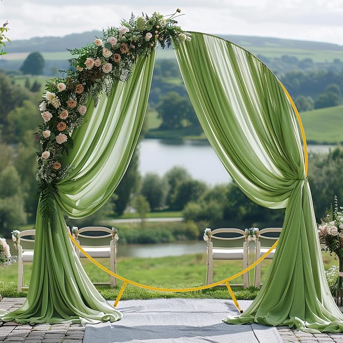 Wedding Arch Draping Fabric Backdrop Drapes 28.7"x 20FT, Sage Green | Sheer - Image 2