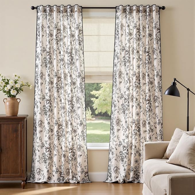 jinchan Floral Linen Curtains by JINCHAN