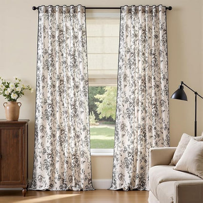 jinchan Floral Linen Curtains by JINCHAN
