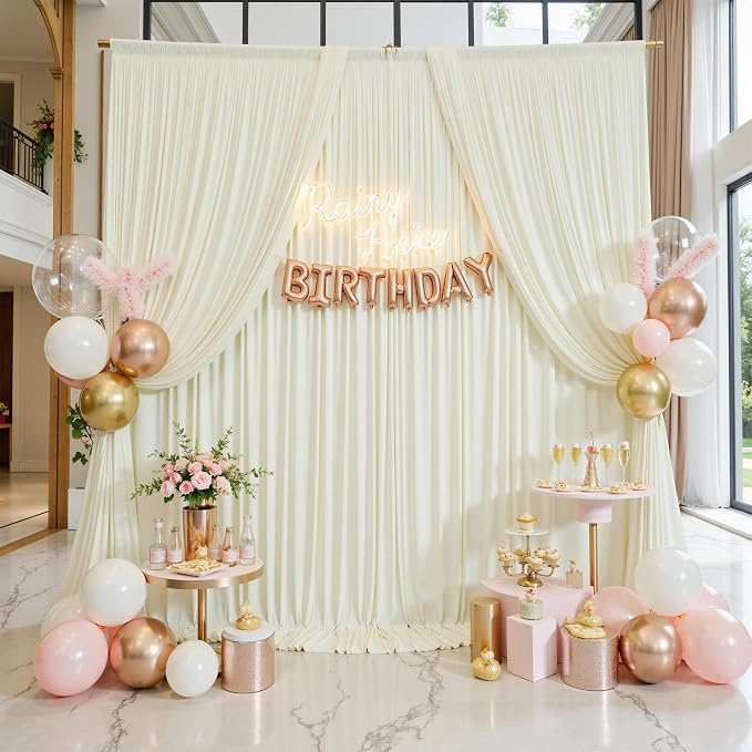 30ft×12ft Ivory Backdrop Curtain - Image 9