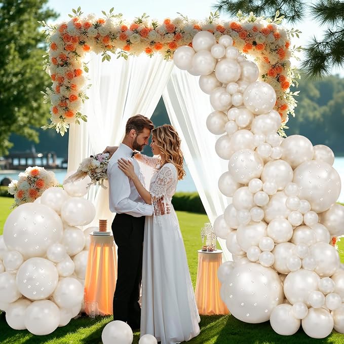 Pearl White Double Stuffed Balloon Arch Kit - Image 2