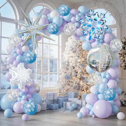 Winter Snowflake Balloon Arch Garland Kit, Winter Wonderlan Decorations by Jobkoo