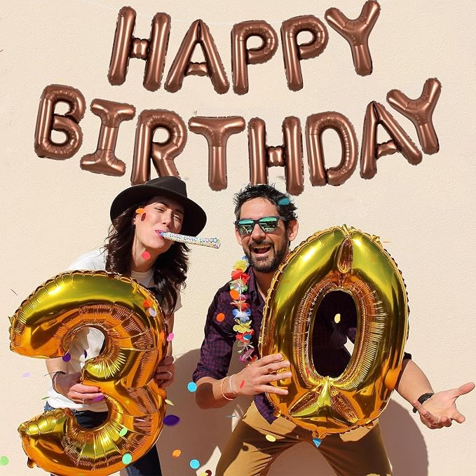 TONIFUL 16 Inch Chocolate Happy Birthday Balloons Banner Decorations | Reusable - Image 5