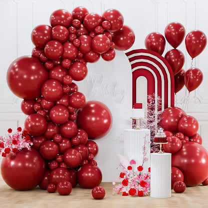 PartyWoo Burgundy Balloons 155pcs Dark Chestnut Red Maroon Color | 18 12 10 5 by PartyWoo