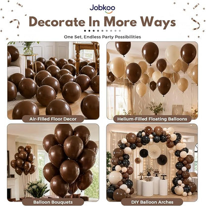 Jobkoo Brown Balloons 12 Inch, Dark Brown Coffee Neutral Latex Balloon | Matte - Image 4