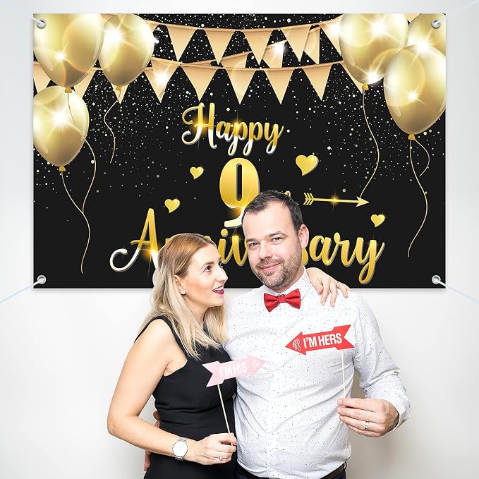 HAMIGAR 6x4ft Happy 9th Anniversary Banner Backdrop - Image 7