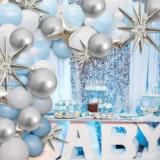 TONIFUL 8 Pcs Explosion Star Balloons Silver Foil Balloon Party Decorations | 2 - Image 5