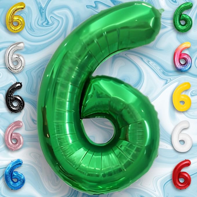 Green Number Balloon 6 Mylar Foil Balloons 16 inch - Image 2