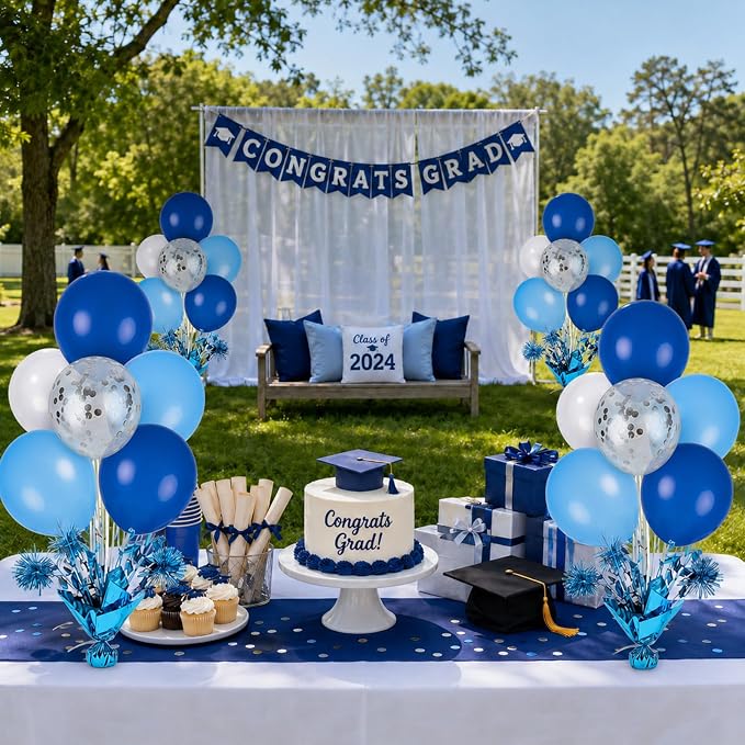 4 Set Blue White Balloon Centerpieces - Image 7