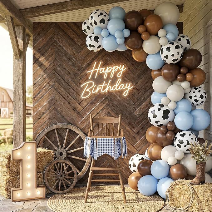 Paready Cow Print Balloons Set, 12Inch Light Blue Brown Sand White Latex Balloon - Image 5